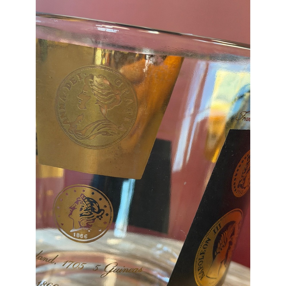 Cera Ambassador Gold Coin Ice Bucket and 4 Rocks Glasses MCM Barware Set - Picture 7 of 16